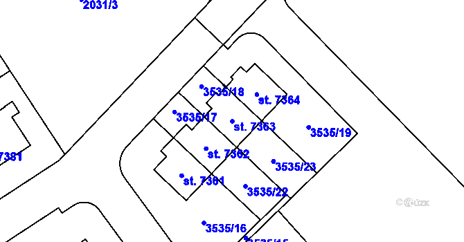 Parcela st. 7363 v KÚ Chrudim, Katastrální mapa