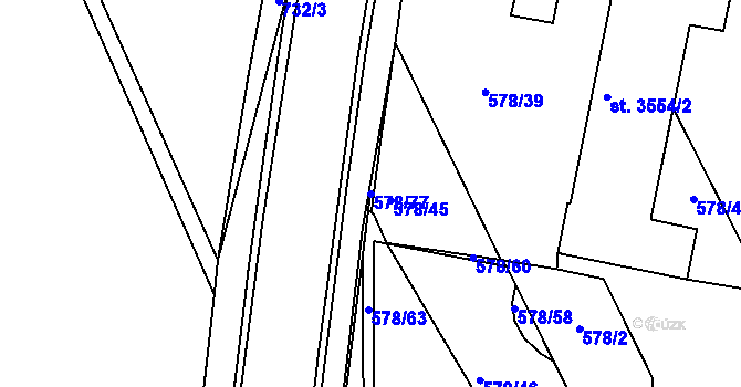 Parcela st. 578/77 v KÚ Chrudim, Katastrální mapa