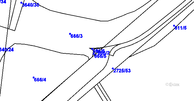 Parcela st. 666/2 v KÚ Chrudim, Katastrální mapa