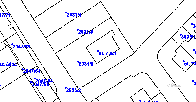 Parcela st. 7381 v KÚ Chrudim, Katastrální mapa