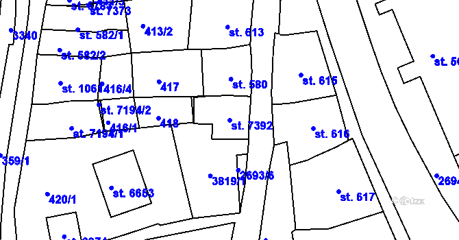 Parcela st. 7392 v KÚ Chrudim, Katastrální mapa