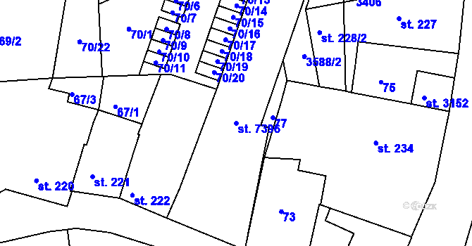 Parcela st. 7396 v KÚ Chrudim, Katastrální mapa