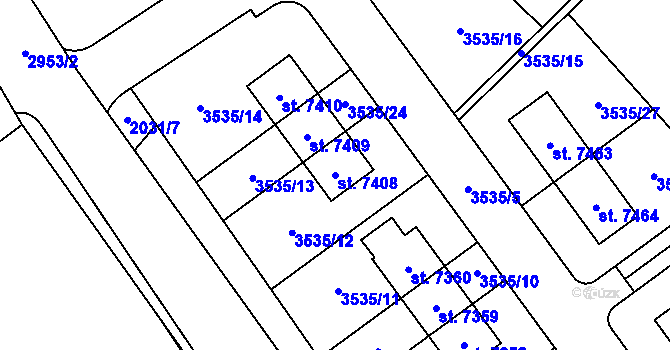Parcela st. 7408 v KÚ Chrudim, Katastrální mapa
