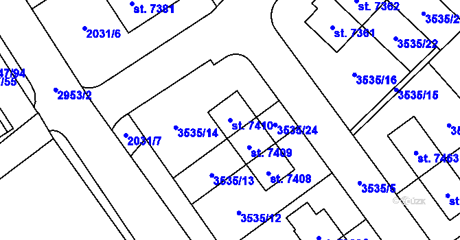 Parcela st. 7410 v KÚ Chrudim, Katastrální mapa