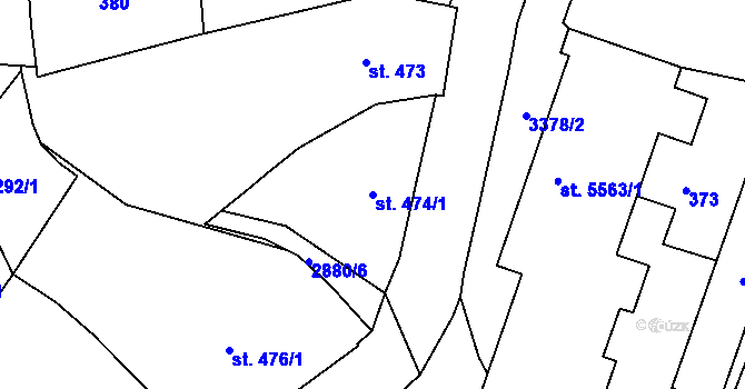 Parcela st. 474/1 v KÚ Chrudim, Katastrální mapa
