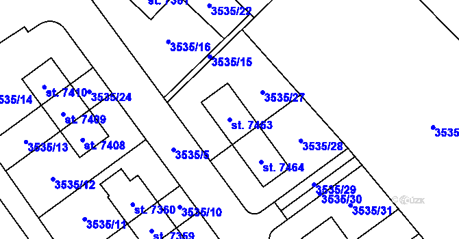 Parcela st. 7463 v KÚ Chrudim, Katastrální mapa
