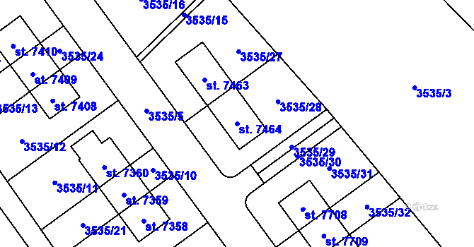 Parcela st. 7464 v KÚ Chrudim, Katastrální mapa