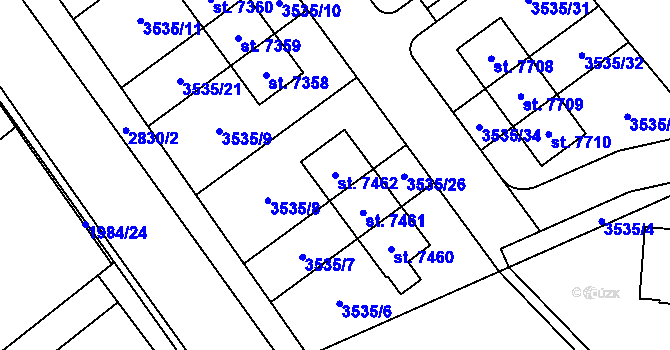 Parcela st. 7462 v KÚ Chrudim, Katastrální mapa