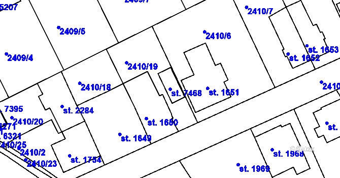 Parcela st. 7468 v KÚ Chrudim, Katastrální mapa