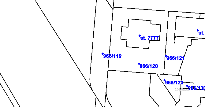 Parcela st. 966/119 v KÚ Chrudim, Katastrální mapa