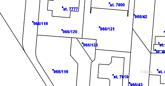 Parcela st. 966/123 v KÚ Chrudim, Katastrální mapa