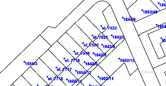 Parcela st. 7520 v KÚ Chrudim, Katastrální mapa