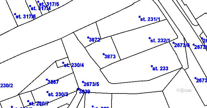 Parcela st. 3873 v KÚ Chrudim, Katastrální mapa