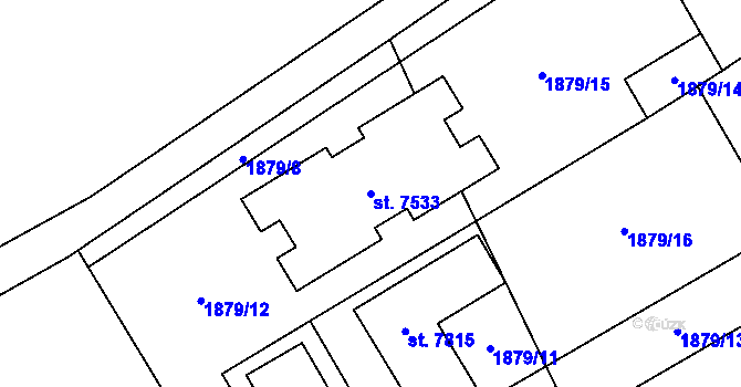 Parcela st. 7533 v KÚ Chrudim, Katastrální mapa