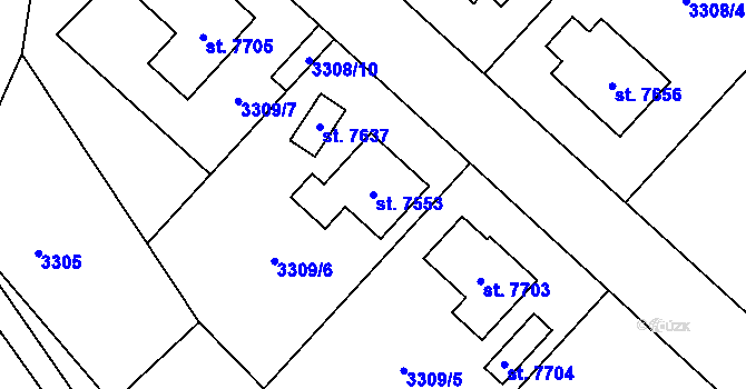 Parcela st. 7553 v KÚ Chrudim, Katastrální mapa