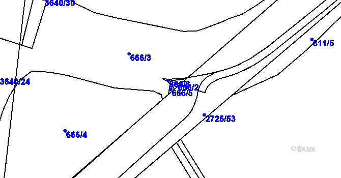 Parcela st. 666/5 v KÚ Chrudim, Katastrální mapa