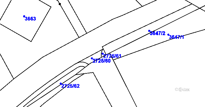 Parcela st. 2725/61 v KÚ Chrudim, Katastrální mapa