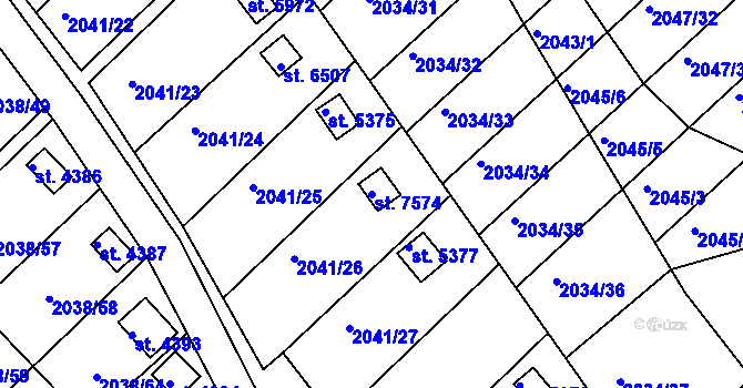 Parcela st. 7574 v KÚ Chrudim, Katastrální mapa
