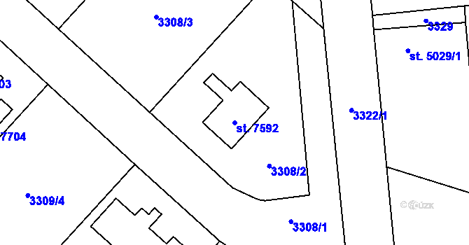 Parcela st. 7592 v KÚ Chrudim, Katastrální mapa