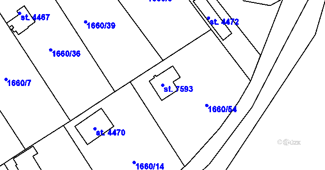 Parcela st. 7593 v KÚ Chrudim, Katastrální mapa