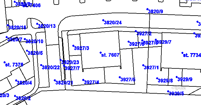 Parcela st. 7607 v KÚ Chrudim, Katastrální mapa