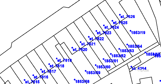 Parcela st. 7621 v KÚ Chrudim, Katastrální mapa