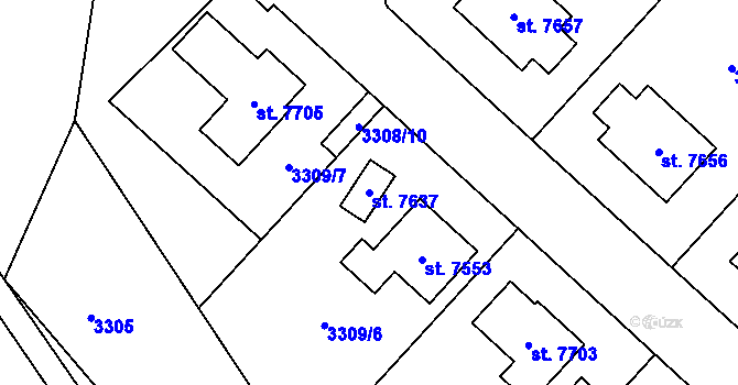 Parcela st. 7637 v KÚ Chrudim, Katastrální mapa