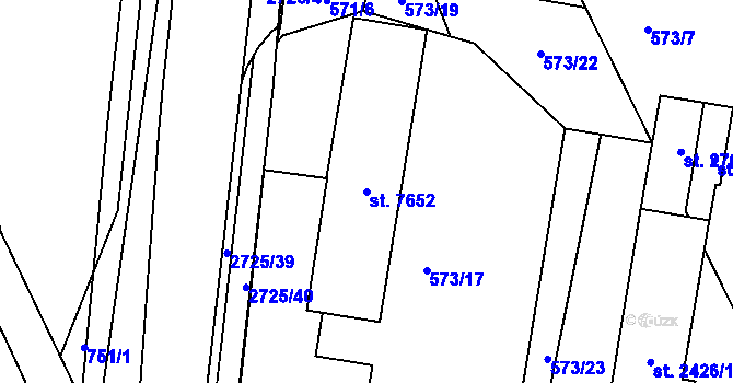 Parcela st. 7652 v KÚ Chrudim, Katastrální mapa