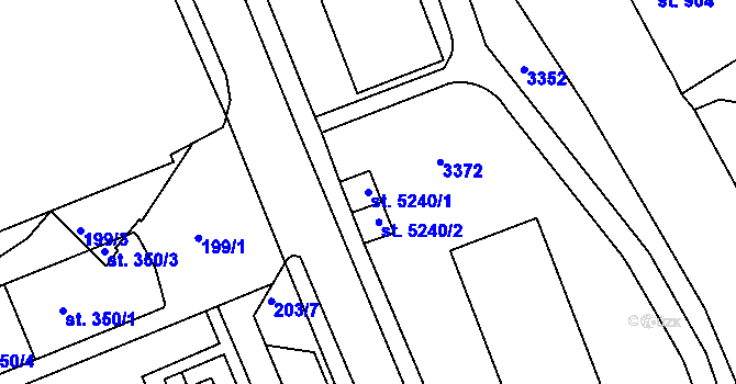 Parcela st. 5240/1 v KÚ Chrudim, Katastrální mapa