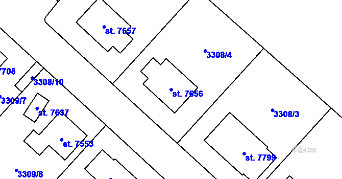 Parcela st. 7656 v KÚ Chrudim, Katastrální mapa