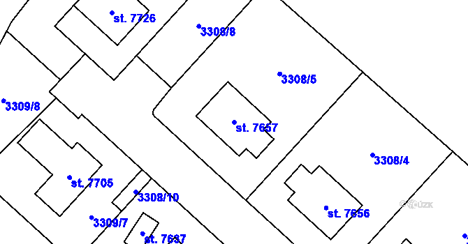 Parcela st. 7657 v KÚ Chrudim, Katastrální mapa
