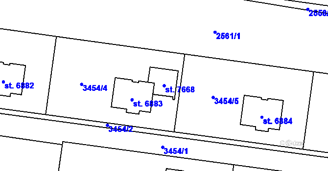 Parcela st. 7668 v KÚ Chrudim, Katastrální mapa