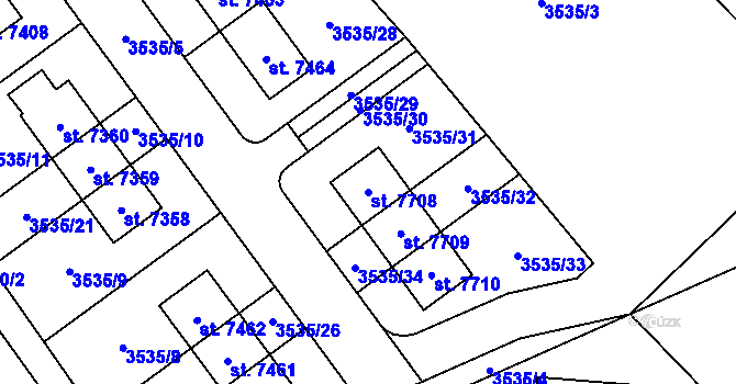 Parcela st. 7708 v KÚ Chrudim, Katastrální mapa