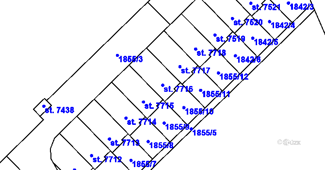 Parcela st. 7716 v KÚ Chrudim, Katastrální mapa
