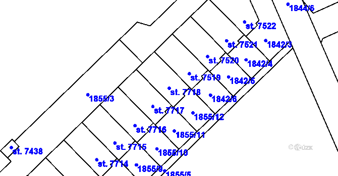 Parcela st. 7718 v KÚ Chrudim, Katastrální mapa
