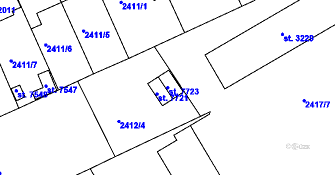 Parcela st. 7723 v KÚ Chrudim, Katastrální mapa