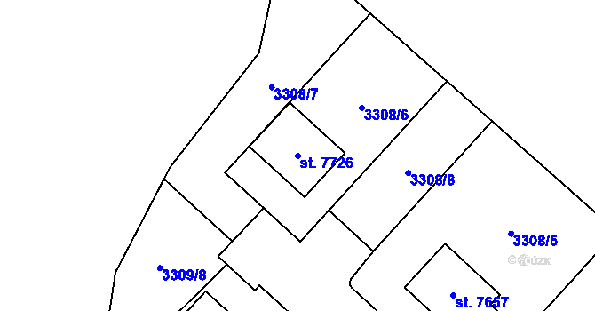 Parcela st. 7726 v KÚ Chrudim, Katastrální mapa