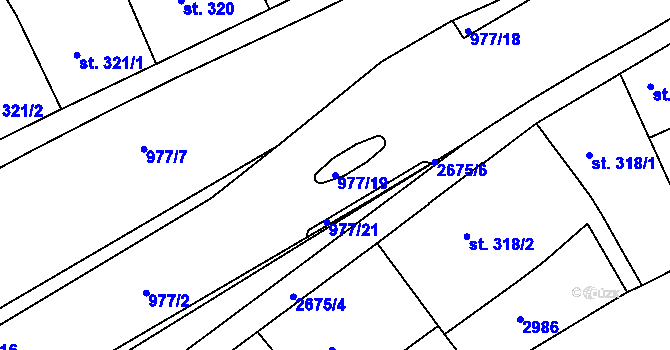 Parcela st. 977/19 v KÚ Chrudim, Katastrální mapa