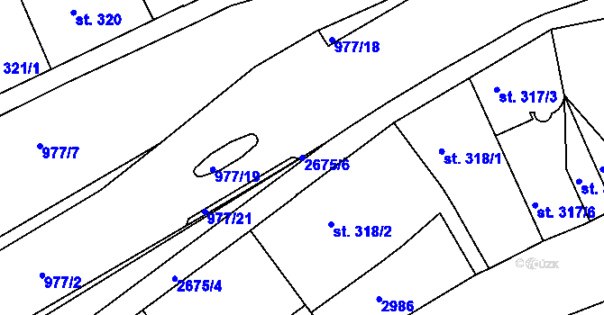 Parcela st. 2675/6 v KÚ Chrudim, Katastrální mapa