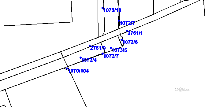 Parcela st. 1073/7 v KÚ Chrudim, Katastrální mapa
