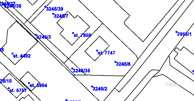 Parcela st. 7747 v KÚ Chrudim, Katastrální mapa