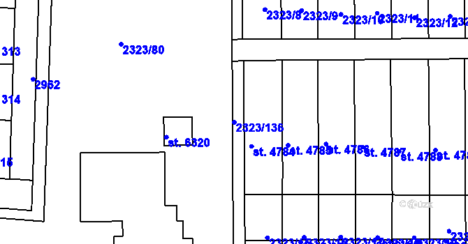 Parcela st. 2323/136 v KÚ Chrudim, Katastrální mapa