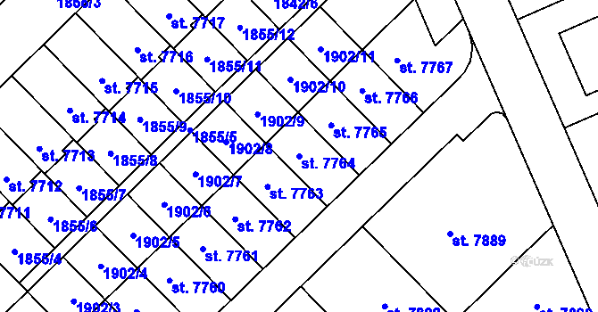 Parcela st. 7764 v KÚ Chrudim, Katastrální mapa