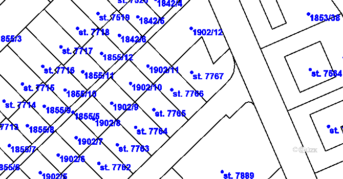 Parcela st. 7766 v KÚ Chrudim, Katastrální mapa