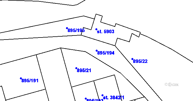 Parcela st. 895/194 v KÚ Chrudim, Katastrální mapa