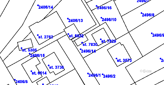 Parcela st. 7830 v KÚ Chrudim, Katastrální mapa