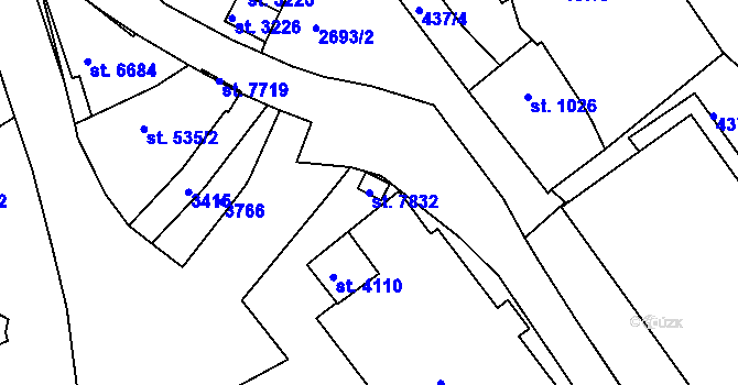 Parcela st. 7832 v KÚ Chrudim, Katastrální mapa