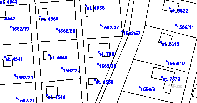Parcela st. 7881 v KÚ Chrudim, Katastrální mapa