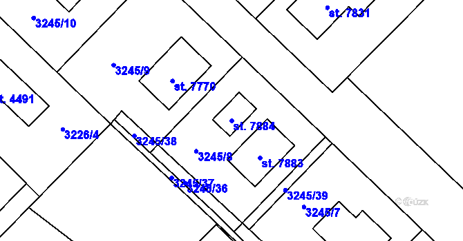 Parcela st. 7884 v KÚ Chrudim, Katastrální mapa