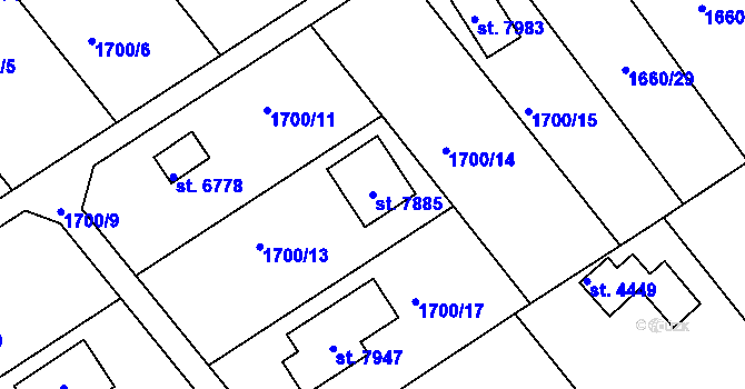 Parcela st. 7885 v KÚ Chrudim, Katastrální mapa